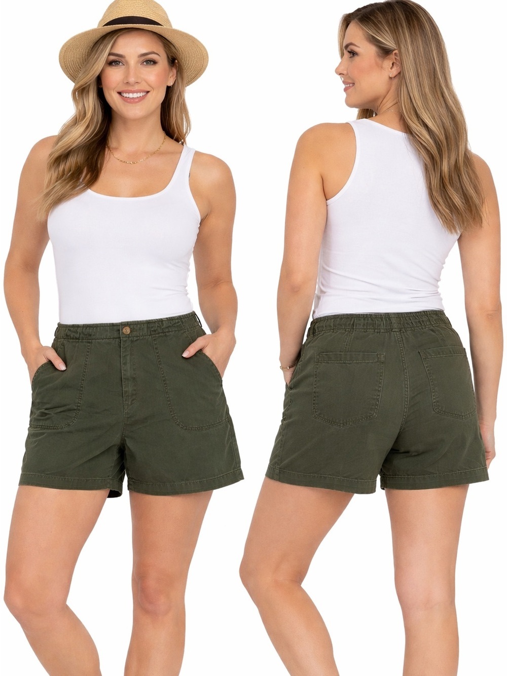 White Stag Olive Drawstring Utility Shorts